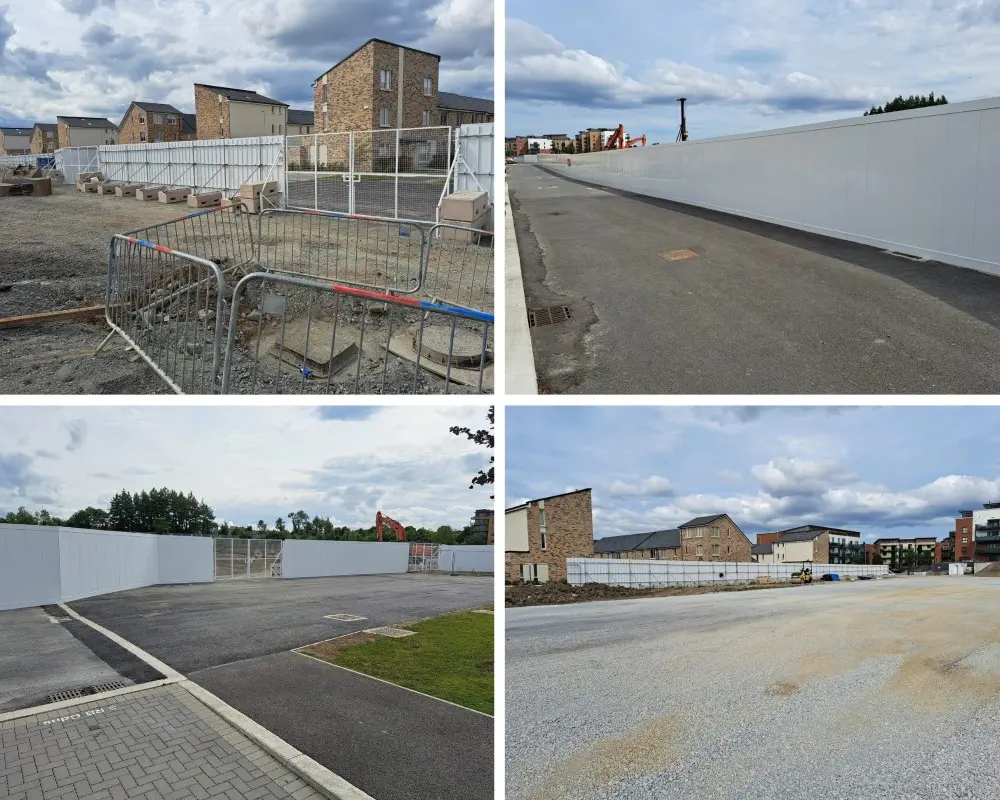 4 images of hoarding around construction sites